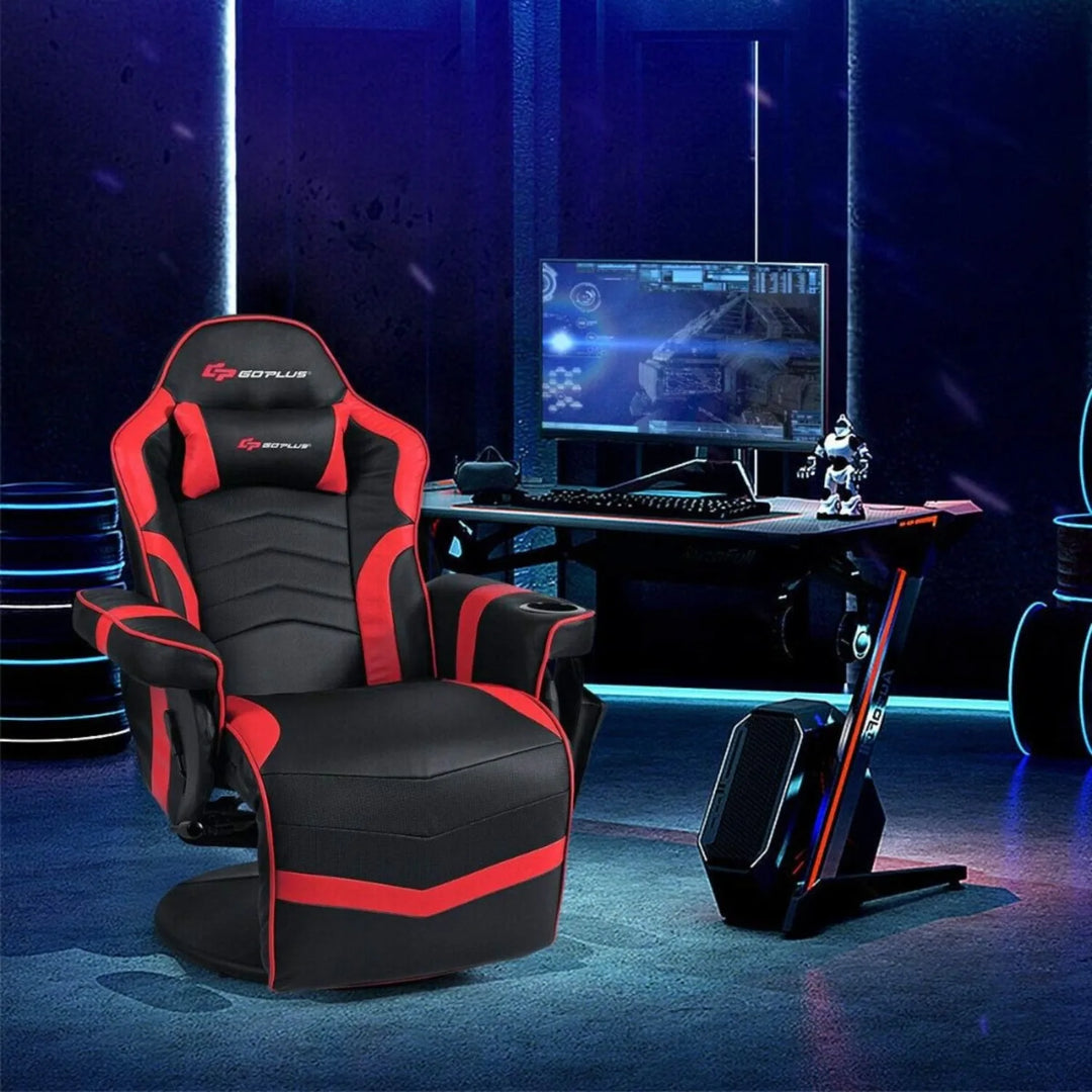 Ergonomic PU Leather Gaming Chair - Adjustable Massage Recliner w/ Footrest for Long Sessions