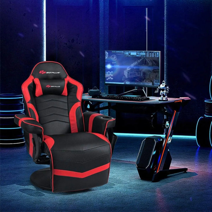 Ergonomic PU Leather Gaming Chair - Adjustable Massage Recliner w/ Footrest for Long Sessions