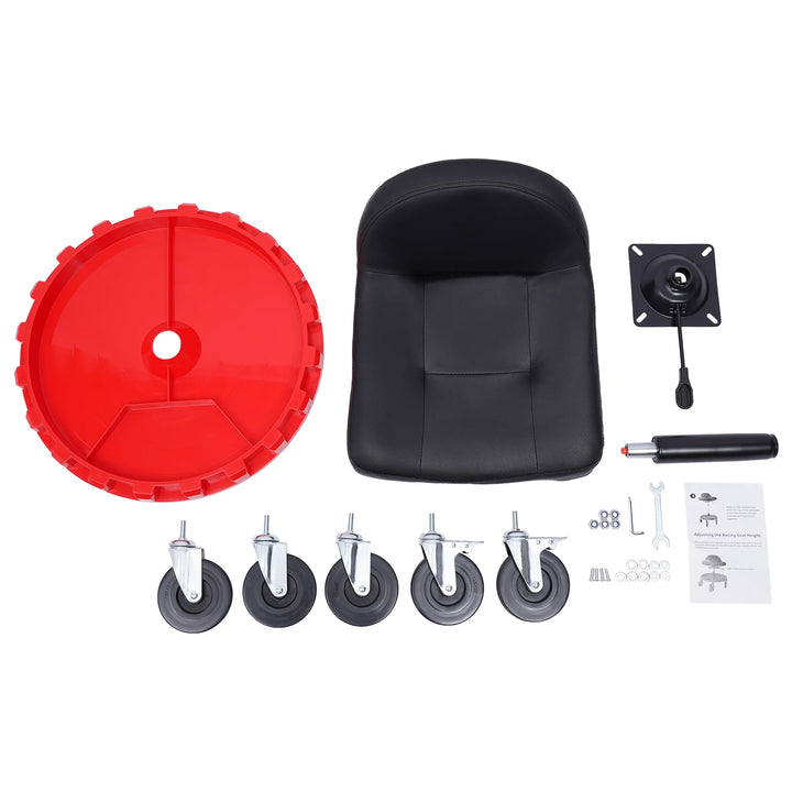 220 LBS Rolling Garage Stool Adjustable Height Mobile Rolling Gear Seat Round Tray Garage Pneumatic Stool