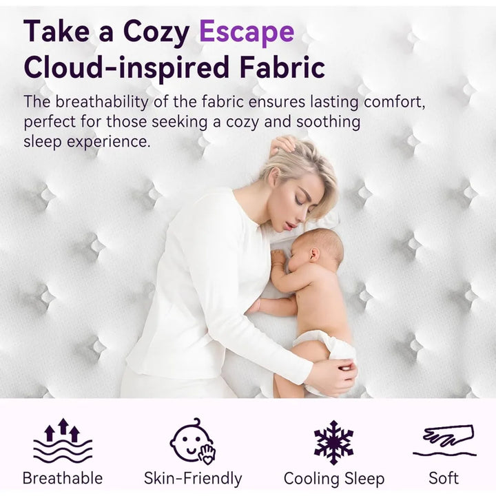 12 Inch Size Hybrid Mattress in a Box, CertiPUR-US Certified Mattress with Gel Memory Foam and Pocket Springs,Pressure