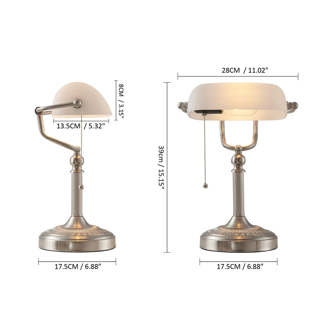 New Plug In Table lamp Glass Shade Bankers desk Lamp with Zipper Switch E27/E26 Living room Bedroom Bedside Sofa Library