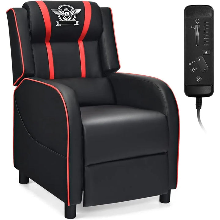 1. Giantex Gaming Recliner Chair with Massage, Adjustable Footrest & Remote Control, Red