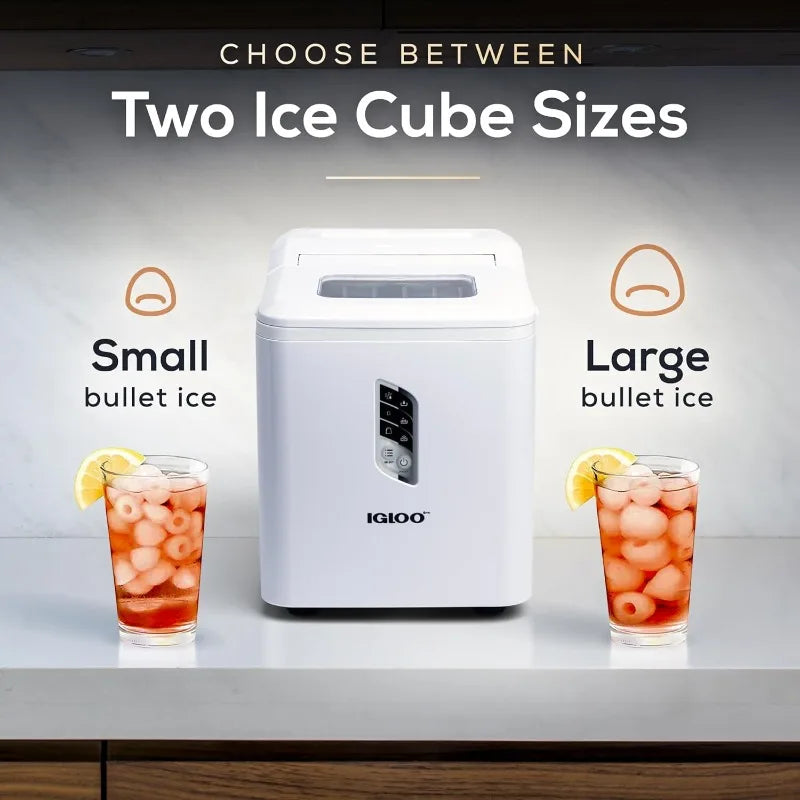 Igloo Automatic Ice Maker, Self- Cleaning, Countertop Size, 26 Pounds in 24 Hours, 9 Large or Small Ice Cubes in 7 Minutes