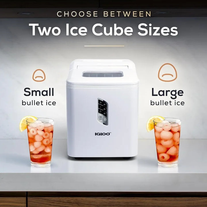 Igloo Automatic Ice Maker, Self- Cleaning, Countertop Size, 26 Pounds in 24 Hours, 9 Large or Small Ice Cubes in 7 Minutes