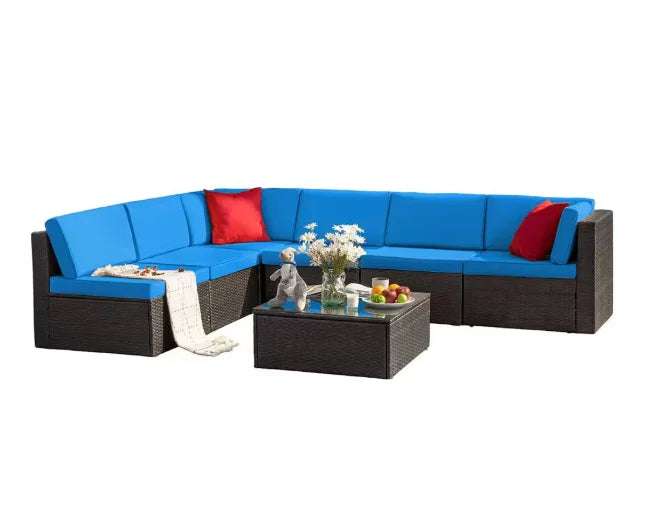 Patio Furniture Sectional Set Outdoor Lawn Conversation Sets,make you comfortable whether you are sitting or lying down