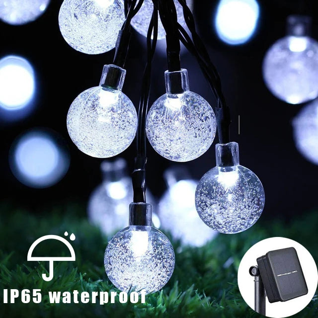 Solar Crystal Ball String Lights â€“ 4 Colors, 8 Modes Outdoor Garden & Balcony Accent | Eco-Friendly LED Decor | Trufairs