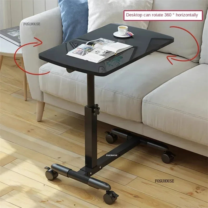 Creative Foldable Computer Desks Living Room Sofa Lazy Bed Office Desk with Wheels Lifting Bedside Table European Home Furniture