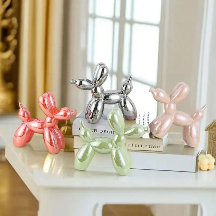 11cm/4.3inch Creative Balloon Dog Abstract Ceramic Ornament Sculpture Figurine Statue Home Office Decoration Gift