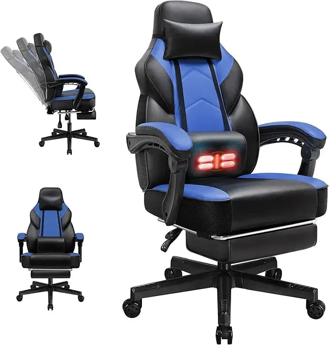 Ergonomic High-Back Gaming Chairs with Footrest and Massage Lumbar Support for Big and Tall Adults