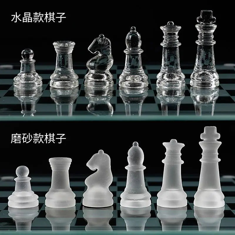 2024 glass crystal occidental chess children casual puzzle backgammon elegant transparent entertainment chessboard chessman set