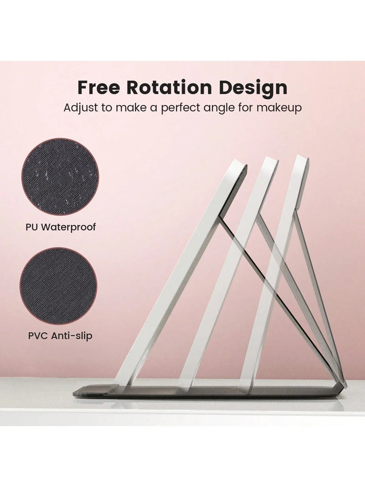 LED Makeup Mirror Portable Travel Lighted Beauty Mirror, 3 Color Lighting, Dimmable Touch Screen, Rechargeable Tabletop LED Fold