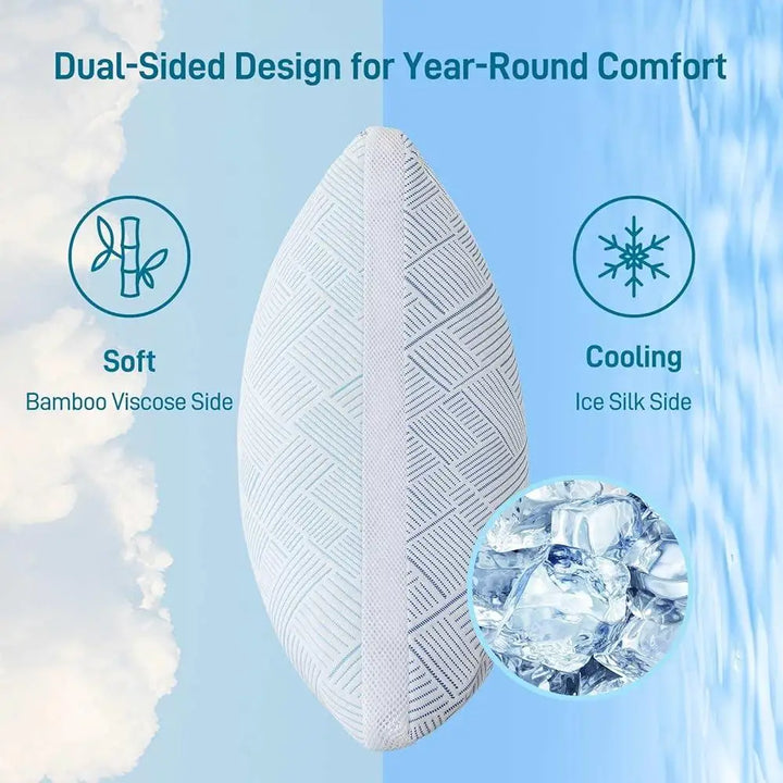 Adjustable Shredded Memory Foam Cooling Pillow Set of 2 Hypoallergenic Bamboo Viscose Queen Size Soft Hotel Quality