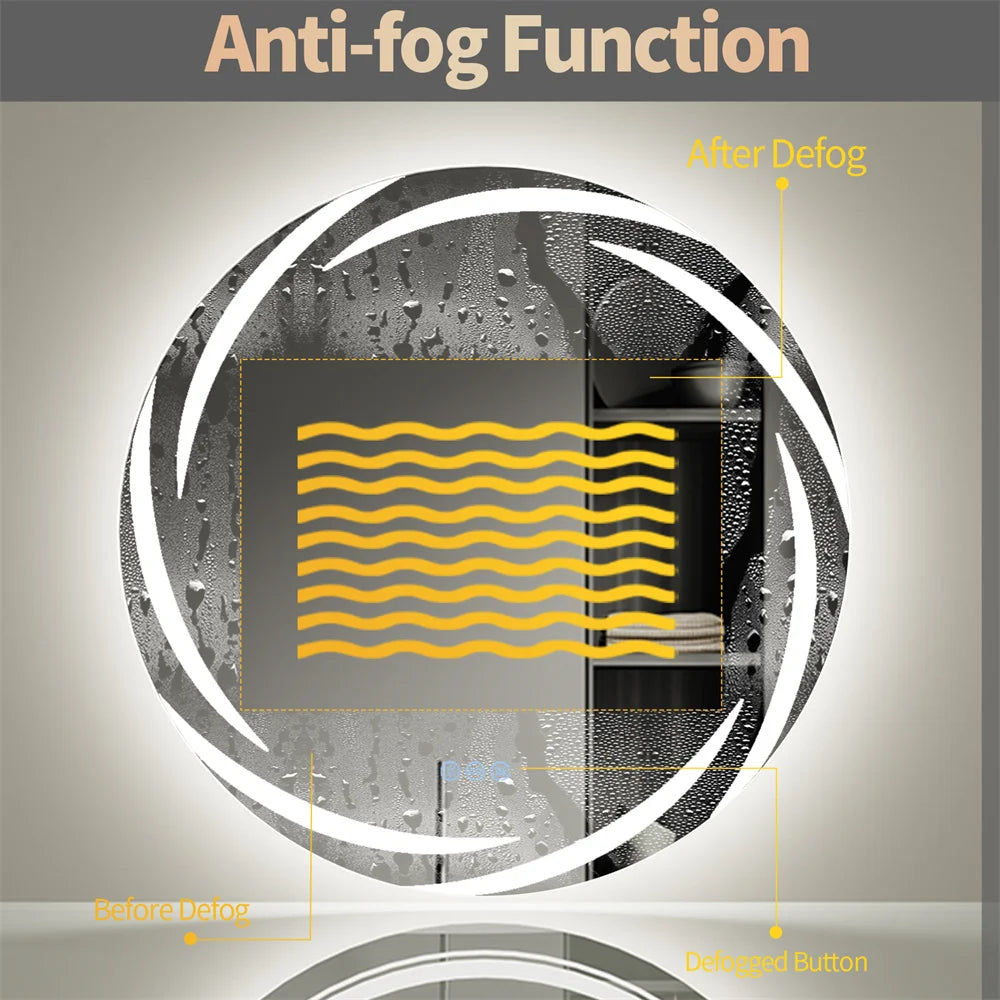 80 cm Round LED Backlit Bathroom Vanity Mirror – Anti-Fog, Touch Sensor | Trufairs