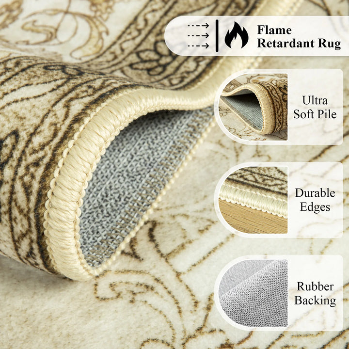 Area Rugs for Living Room Elegant Floral Traditional Faux Wool Area Rug