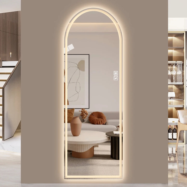 65" x 21" Arch Design LED Full Length Mirror ,Dimmable,  High Definition & Explosion-Proof, Full-Length Standing or Wall
