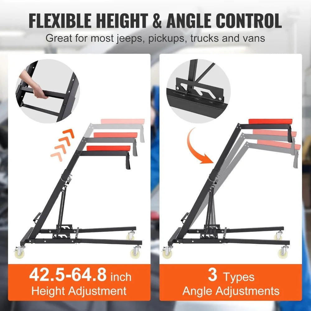 Top Automotive Creeper, 42.5"-64.8", 400 LBS Capacity, Padded Deck with 4 Swivel Caster Wheels