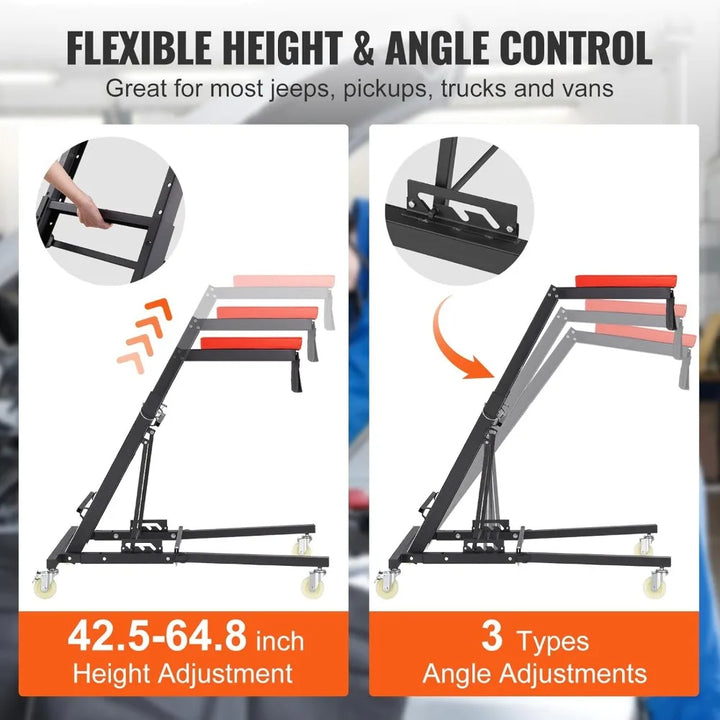 Top Automotive Creeper, 42.5"-64.8", 400 LBS Capacity, Padded Deck with 4 Swivel Caster Wheels
