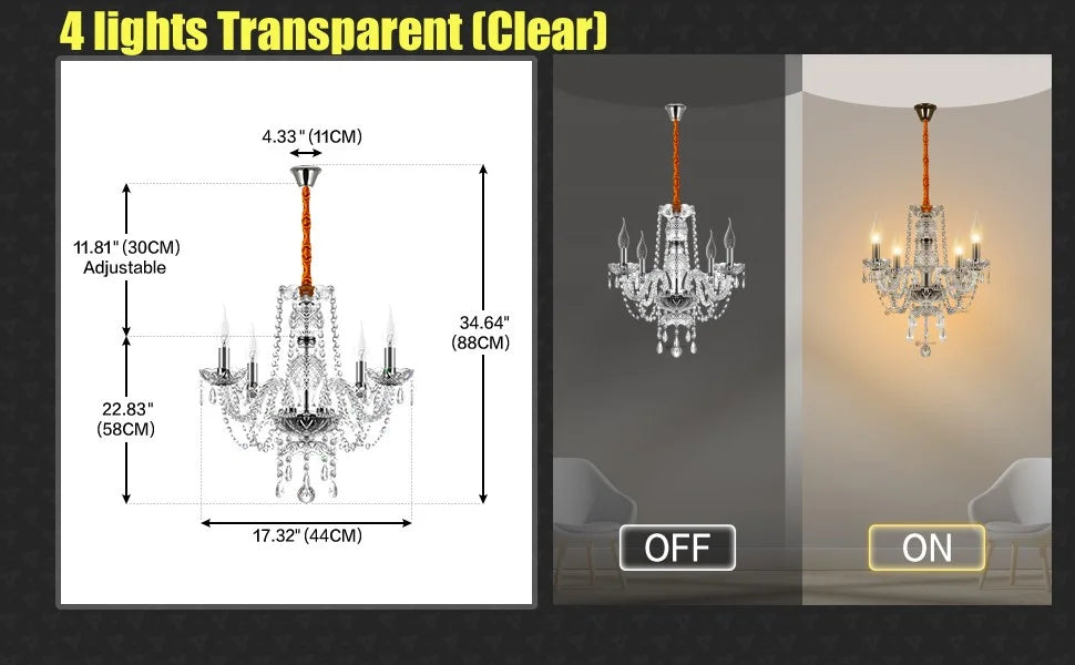 Classic 6 Lights Tassels Chandelier 6 Arms Crystal Lustre Light Modern Ceiling Light Lamp Lighting For Living Room Dining Room