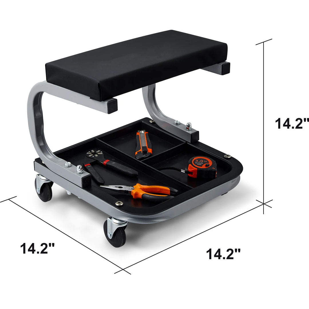 SucceBuy Mechanic Stool 250 LBS Rolling Pneumatic Creeper Garage/Shop Seat Padded Rolling Workshop Stool for Garage Auto Repair