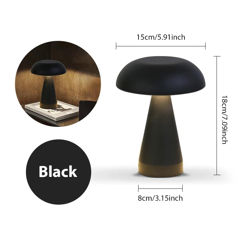 Retro table lamp Mushroom LED Night Light Rechargeable desk lamp Touch Sensor Reading Lights  for bedroom  Restaurant Bar Decor