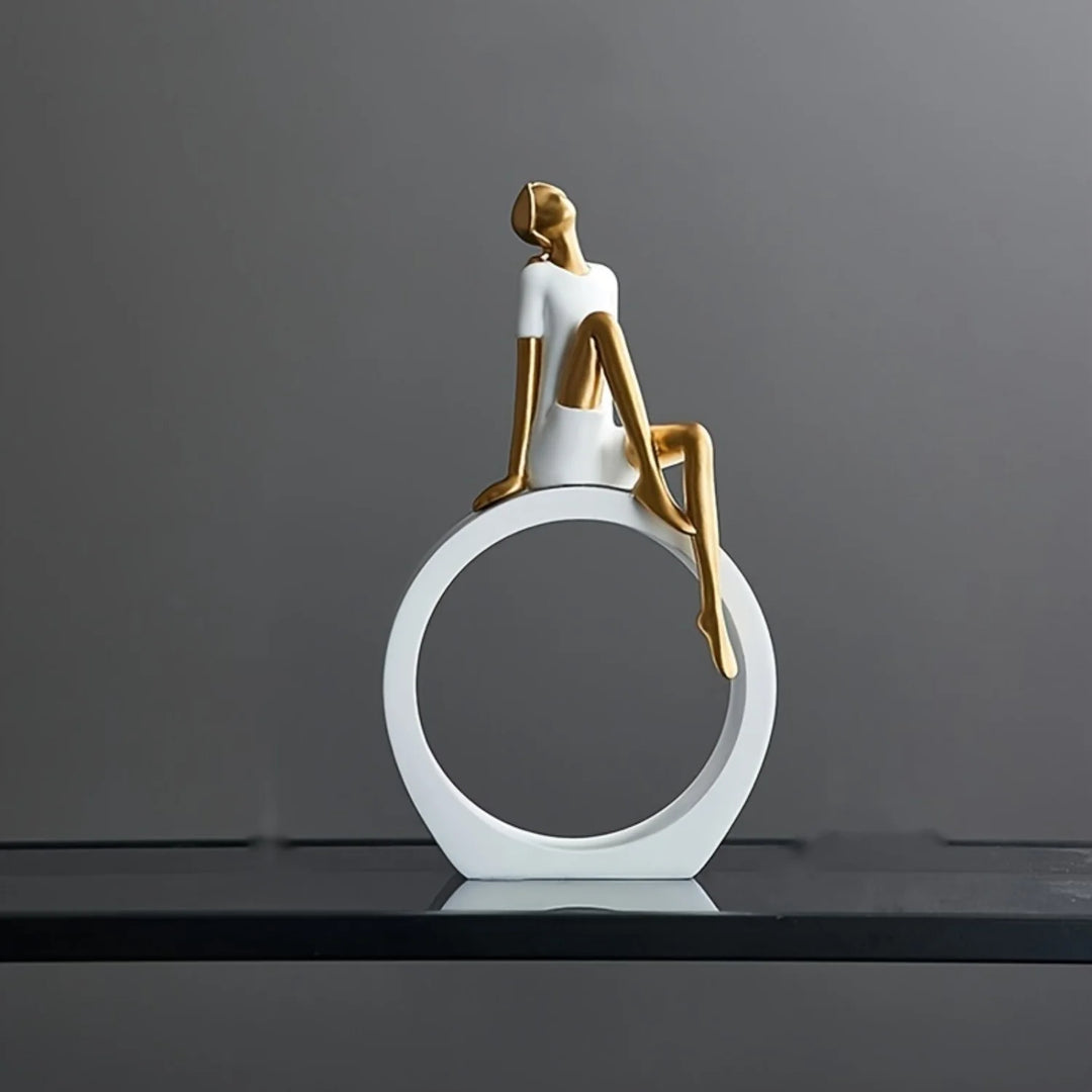 Modern Resin Sculpture Figure – Abstract Circle Ornament Home Decor for Indoor Decorative Art Accent | Trufairs
