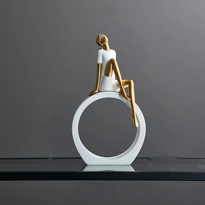 Modern Resin Sculpture Figure – Abstract Circle Ornament Home Decor for Indoor Decorative Art Accent | Trufairs