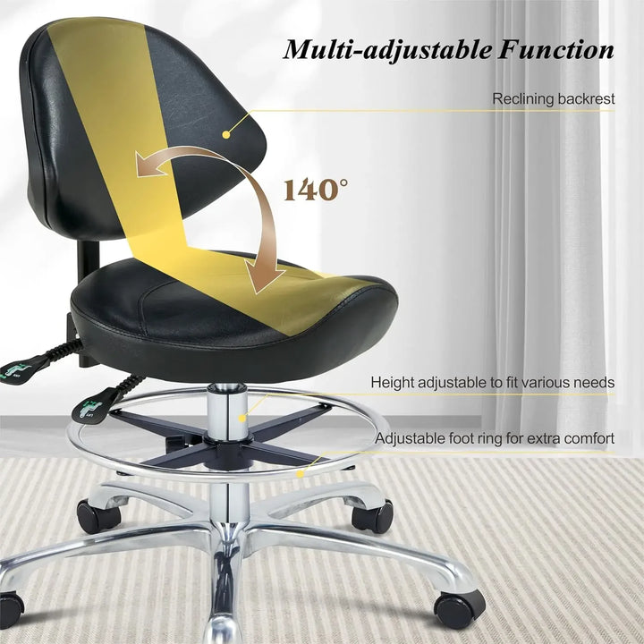 Saddle Chair Rolling Saddle Stool with Back Support Esthetician Chair Ergonomic Saddle Chair for Dental Hygienist Medical Salon