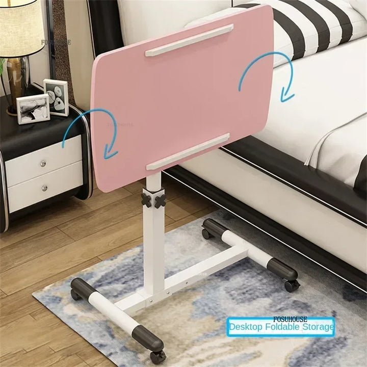 Creative Foldable Computer Desks Living Room Sofa Lazy Bed Office Desk with Wheels Lifting Bedside Table European Home Furniture