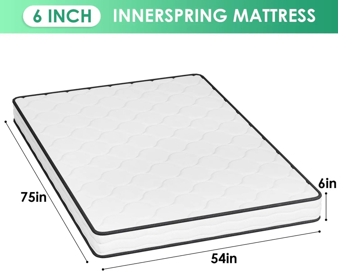 6 Inch Hybrid Mattress with Innerspring and Foam/Fiberglass Free/Medium Firm Spring Mattress/Full Size Mattress in a Box/CertiPU