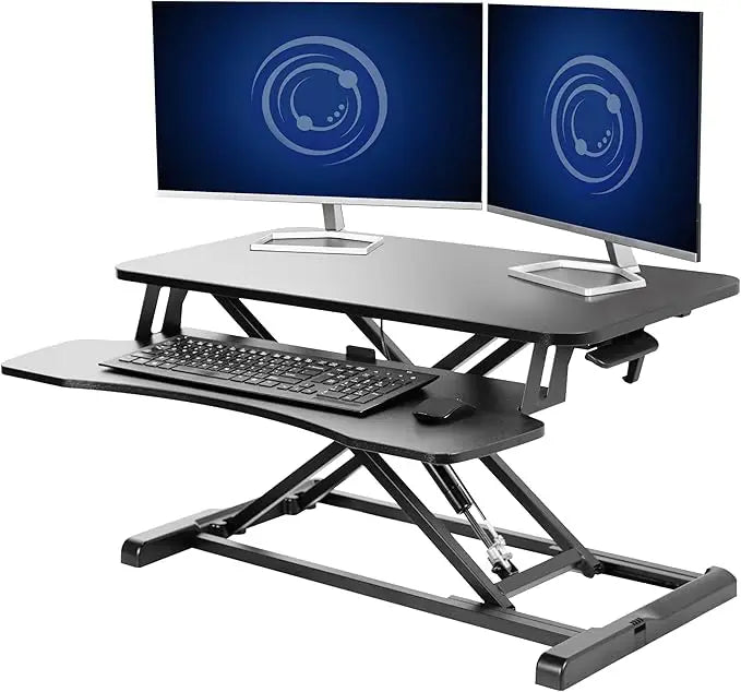 32 inch Desk Converter, K Series, Height Adjustable Sit to Stand Riser, Dual Monitor and Laptop Workstation with Wide Keybo