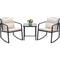 3 Piece Rocking Bistro Set Wicker Patio Outdoor Furniture Porch Chairs Conversation Sets with Glass Coffee Table (Beige)
