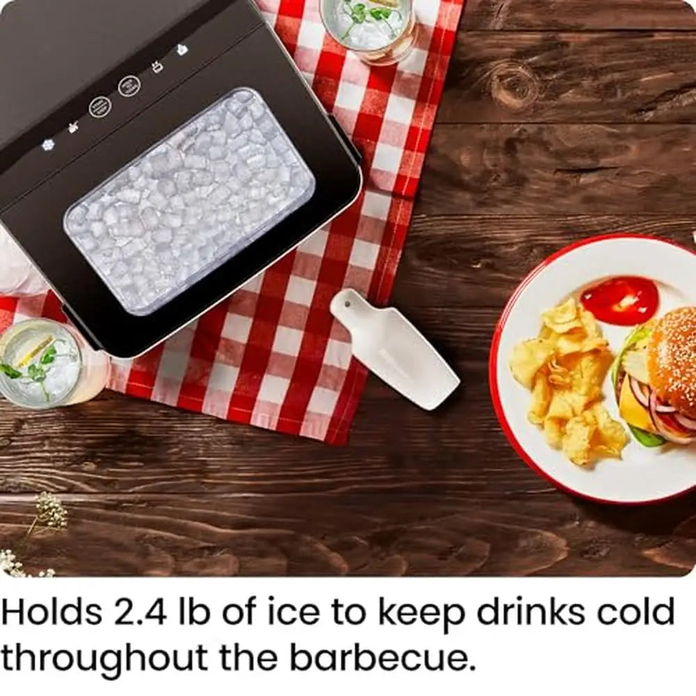 Nugget Ice Maker 33lbs/Day Chewable Pellet Ice LED Control Panel Self-Cleaning Stainless Steel RJ56-PB18-SS