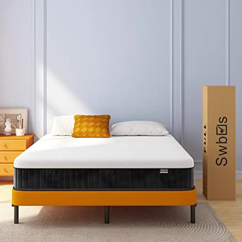 12 Inch Memory Foam Hybrid Queen Size Mattress in a Box Firm Support & Pressure Relief Comfort Knit Fabric Orthopedic Design