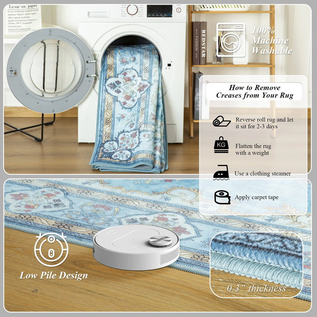 Area Rugs for Living Room Elegant Floral Traditional Faux Wool Area Rug