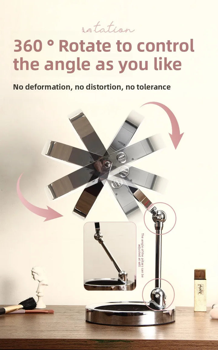 8 Inch Makeup Mirror With Light Lamp 5/7/10X Magnification 3 Color Lights,Adjustable Brightness Height Standing Cosmetic Mirror