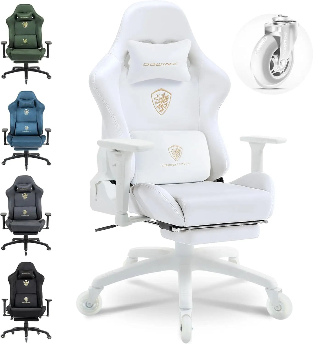 Dowinx Gaming Chair,Breathable Suede Fabric Game Chair with 3D Armrest and PU Wheels,Big and Tall Gaming Chair with Massage