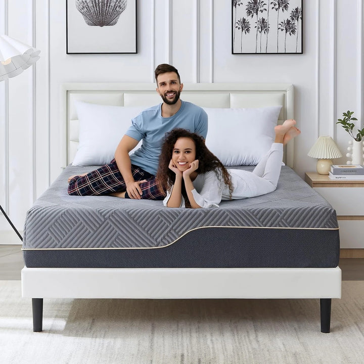 Extra Firm Memory Foam Mattress 12 Inch Queen, Luxury Cooling Gel Green Tea Flip Firm Mattress for Cool Sleep, Pressure