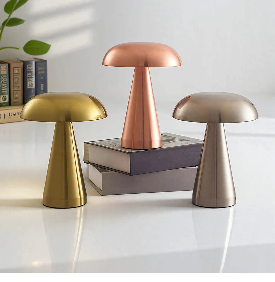 Retro table lamp Mushroom LED Night Light Rechargeable desk lamp Touch Sensor Reading Lights  for bedroom  Restaurant Bar Decor
