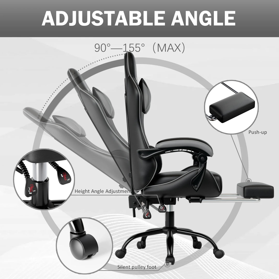 Ergonomic Gaming Chair with Footrest, Racing Style Video Game Chair for Adults, Reclining Gamer Chair Office Chair
