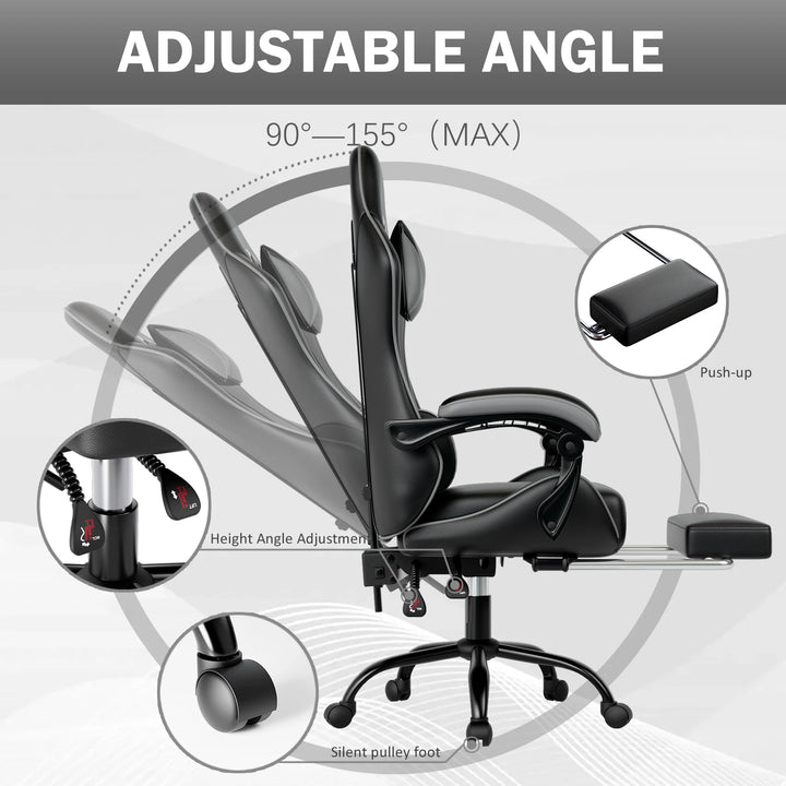Ergonomic Gaming Chair with Footrest, Racing Style Video Game Chair for Adults, Reclining Gamer Chair Office Chair