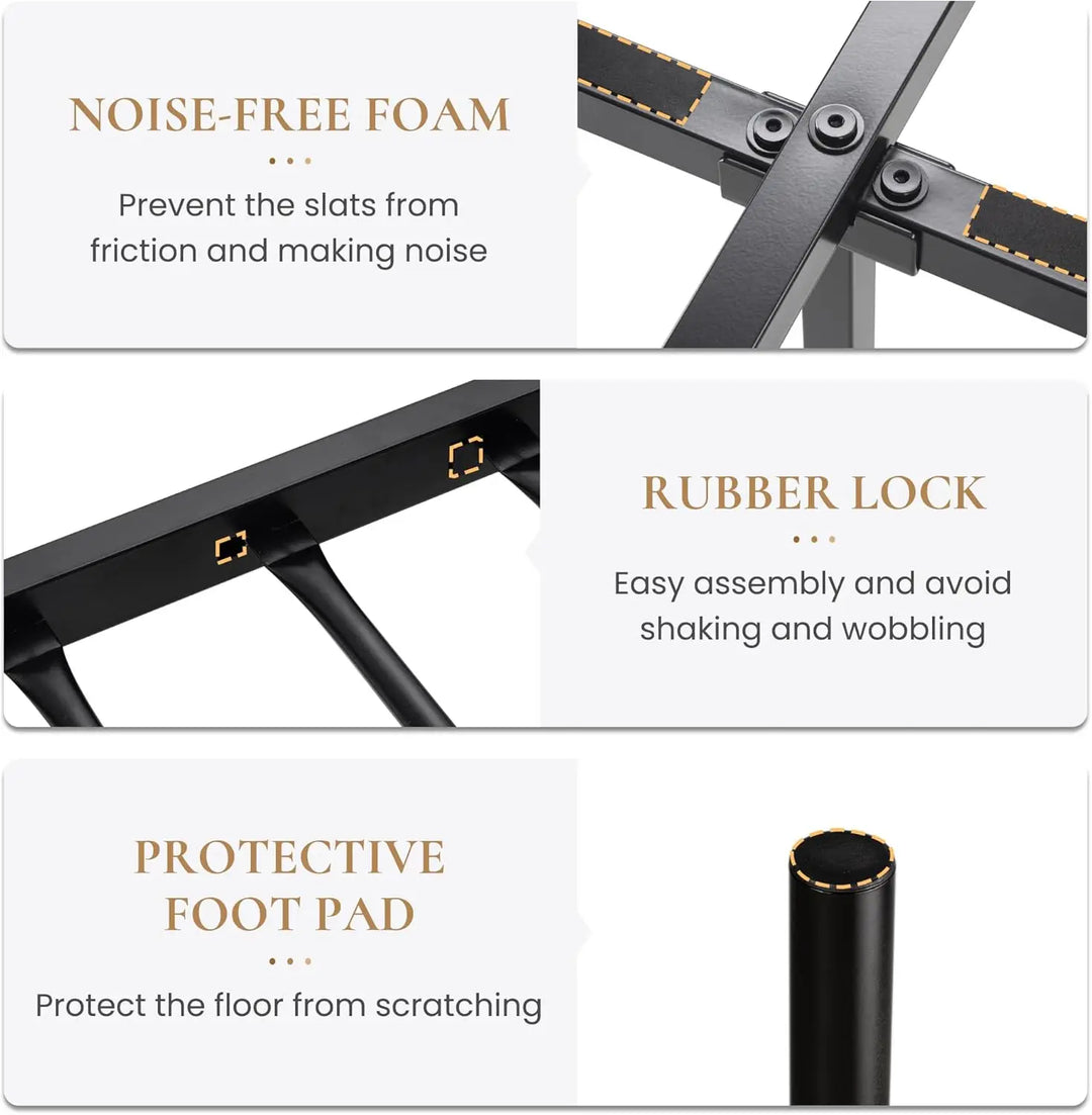 14'' Queen Size Metal Platform Bed Frame/Victorian Headboard and Footboard/Steel Slats Mattress Foundation for Storage