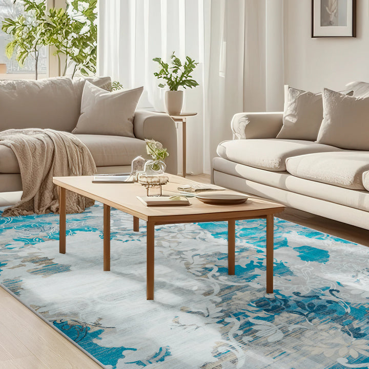 Area Rugs for Living Room Elegant Floral Traditional Faux Wool Area Rug