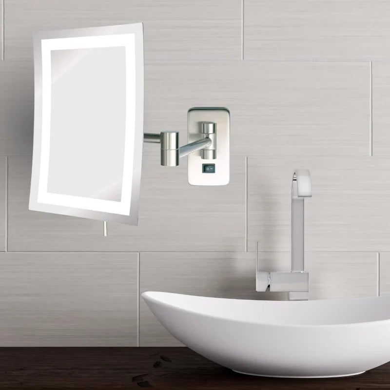 (UUX) Rectangular 6.5- x 9 Mount  Makeup Mirror with 5X Magnification and 15.5Inch Wall Extension  Ni UQ