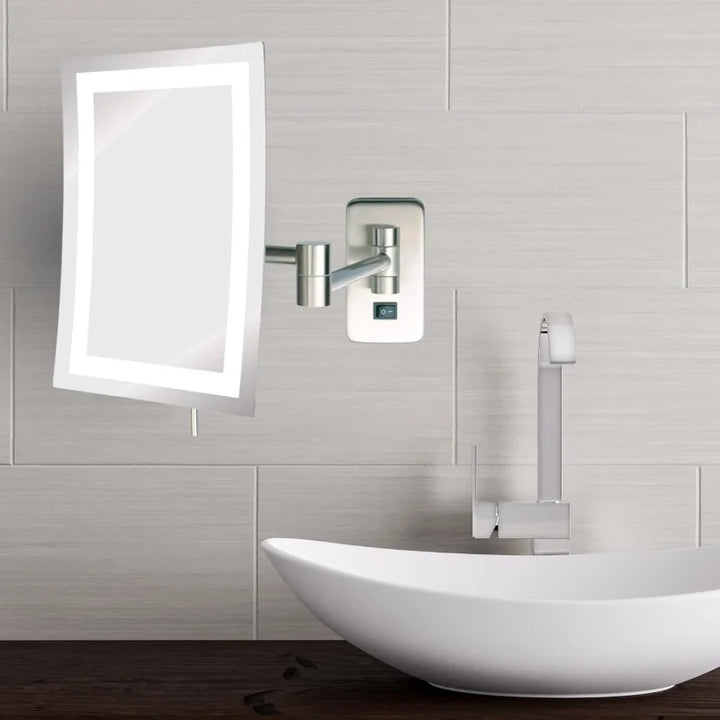 (UUX) Rectangular 6.5- x 9 Mount  Makeup Mirror with 5X Magnification and 15.5Inch Wall Extension  Ni UQ