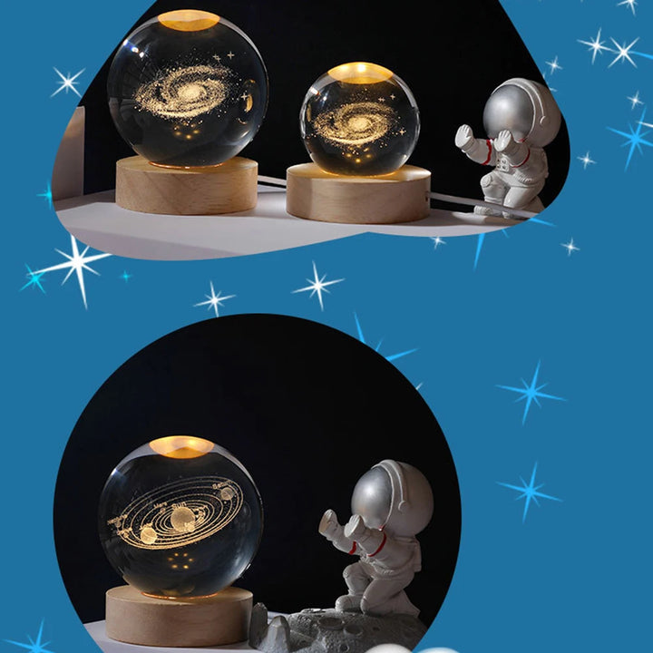 USB LED Night Light Galaxy Crystal Ball 3D Moon Planet Table Lamp Decor Bedroom Atmosphere Lamp for Birthday Kids Xmas Gifts