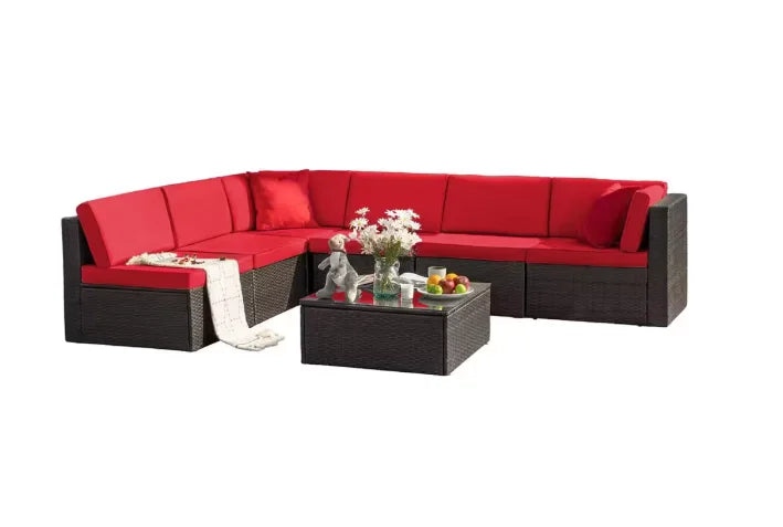 Patio Furniture Sectional Set Outdoor Lawn Conversation Sets,make you comfortable whether you are sitting or lying down