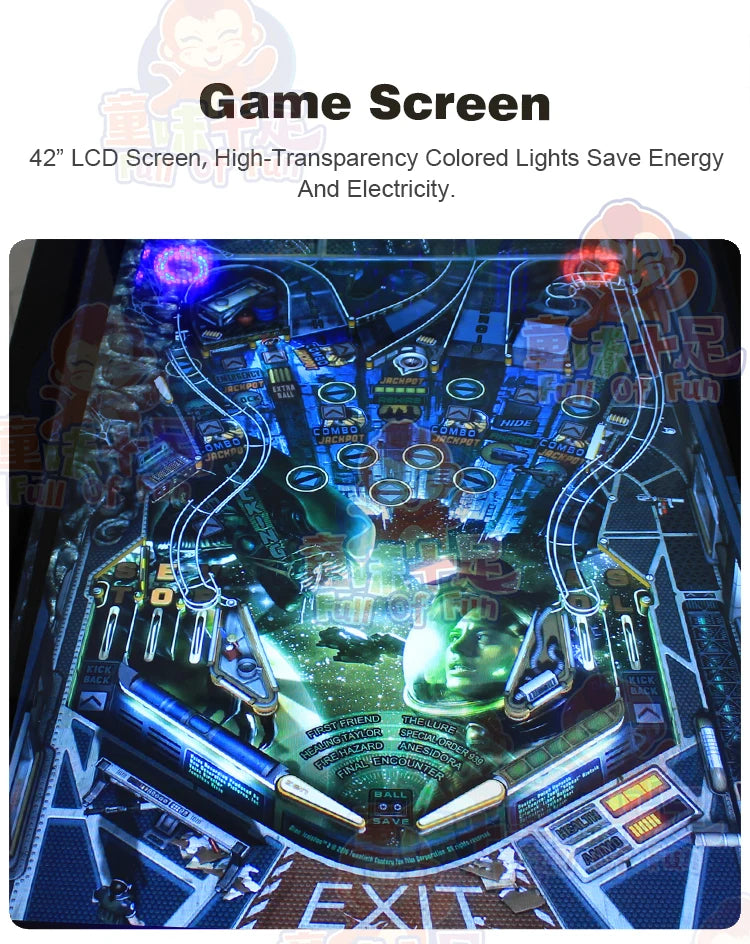Hot Sale 32 Inch Pinball 4k 1200 Game 43 Inch Virtual Pinball Machine with Bill Pinball Arcade Puzzle with Automatic Flap