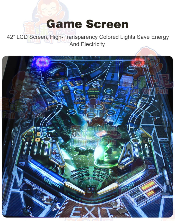 Hot Sale 32 Inch Pinball 4k 1200 Game 43 Inch Virtual Pinball Machine with Bill Pinball Arcade Puzzle with Automatic Flap