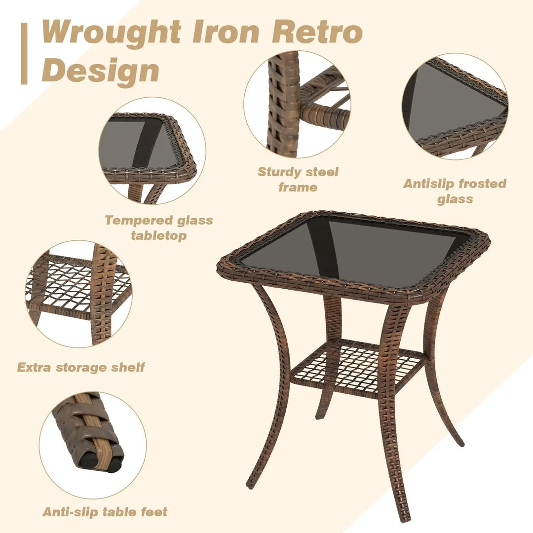 3 Pieces Patio Furniture Set, Outdoor Swivel Rocker Patio Chairs, Wicker Patio Bistro Set with Rocking Chair, Thickened Cushions