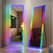 RGB LED Mirror, Full Length Mirror with Lights, 63 X 22 Floor Standing Mirror, Wall Mount Full Body Lighted Mirror, Stand